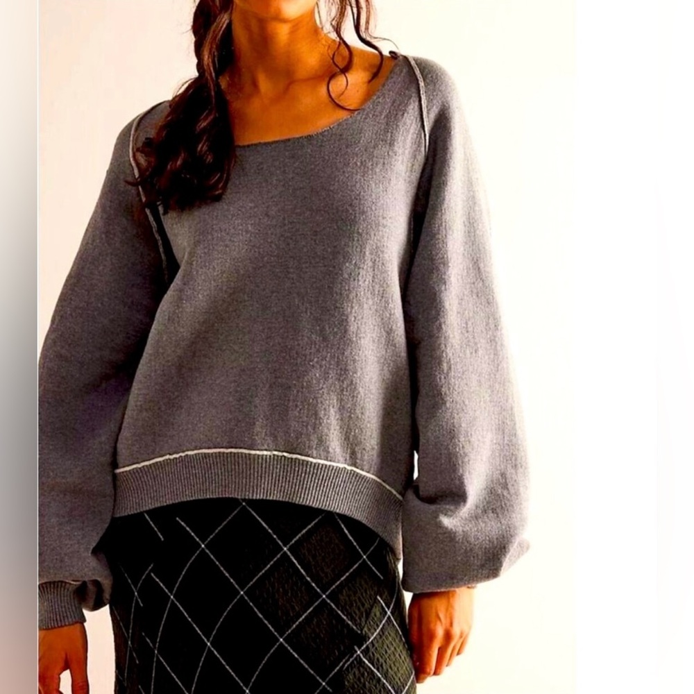NWT We The Free Midnight Pullover In Heritage Gray Combo